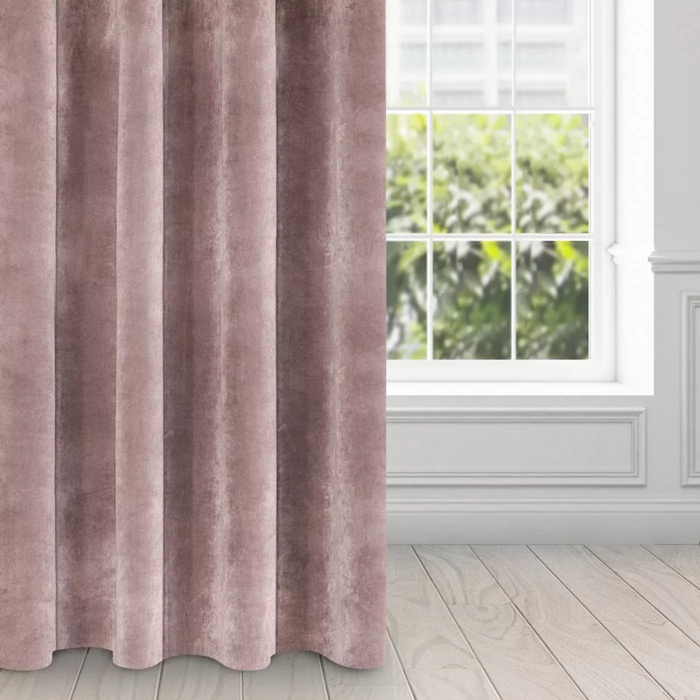 Zasłona pudrowo różowa z ekskluzywnego aksamitnego welwetu 290 g/m2 140x250 cm 10 szt. przelotek - VILLA