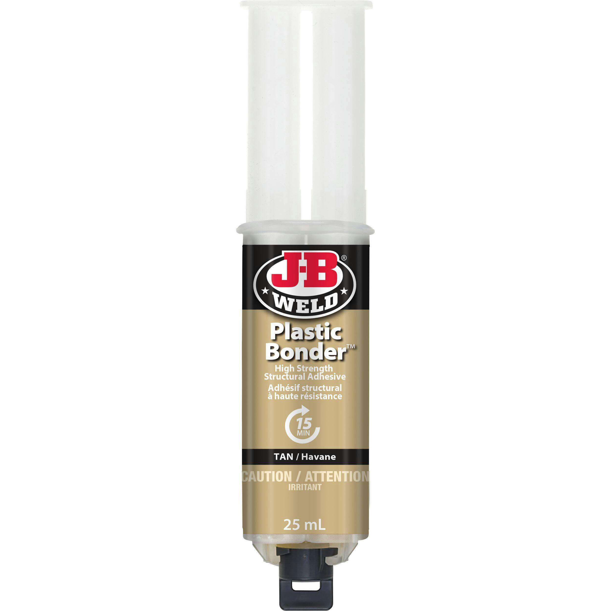 J-B Weld Plastic Bonder High Strength Epoxy Syringe, Tan, 25-mL