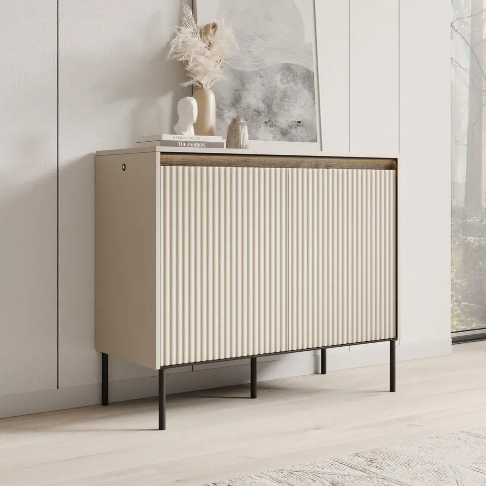 Meubella - Dressoir Timoteo - Beige - 98 cm