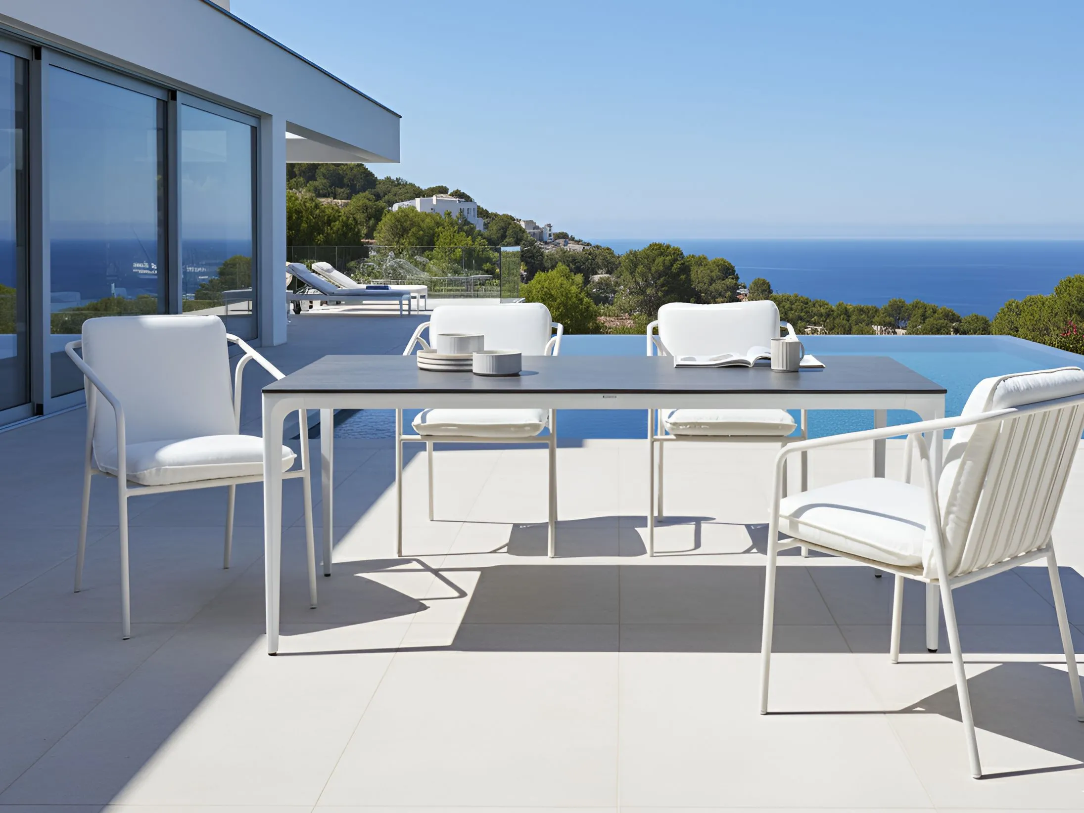 Garden Dining Table SOVARETO 180 cm 90 cm Stone Effect Dark Grey