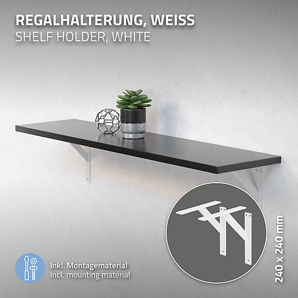 4x Support Etagere murale fixation flottante aluminium blanc
