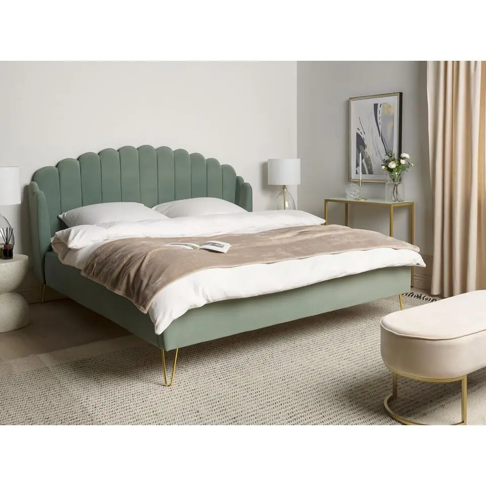 AMBILLOU - Tweepersoonsbed - Groen - 180 x 200 cm - Fluweel