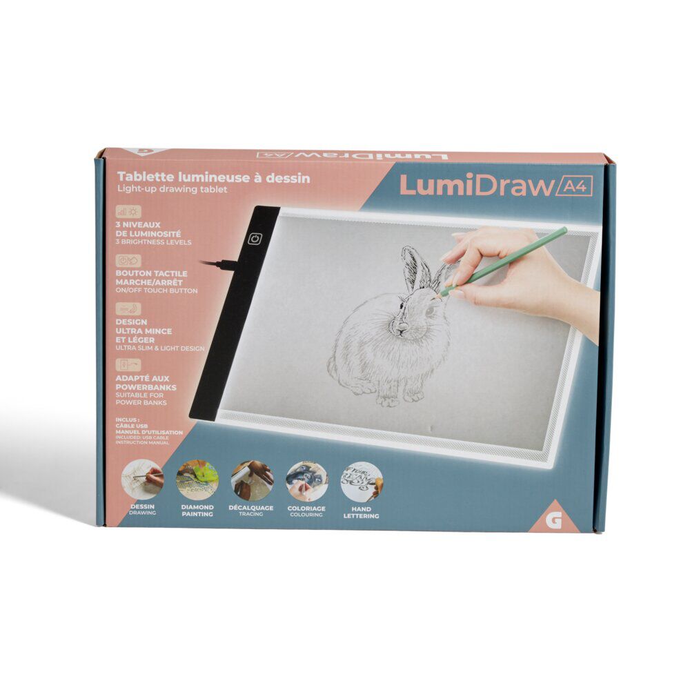 Tablette lumineuse à dessin LED format A4