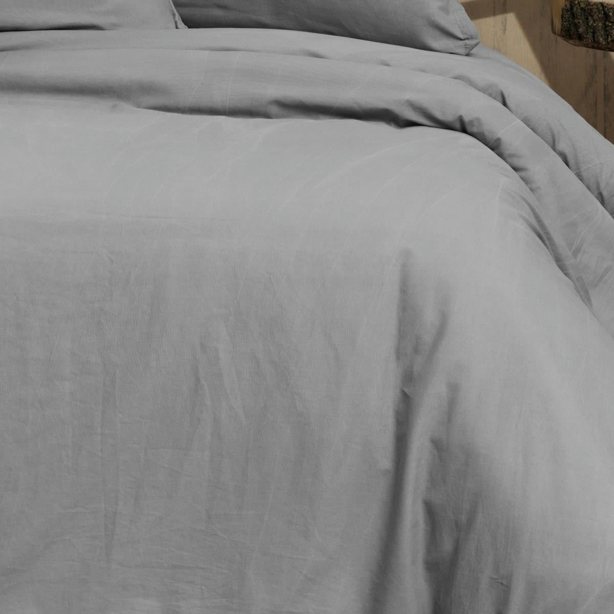 HOME WASHED - Housse de couette en percale lavée  gris perle 260x240 cm