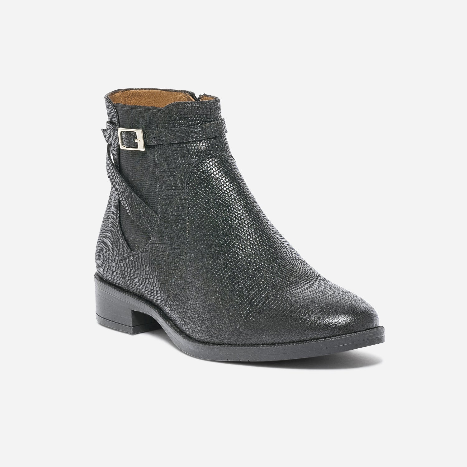 Chelsea boots ERAM FLEX noir cuir embossé à bride