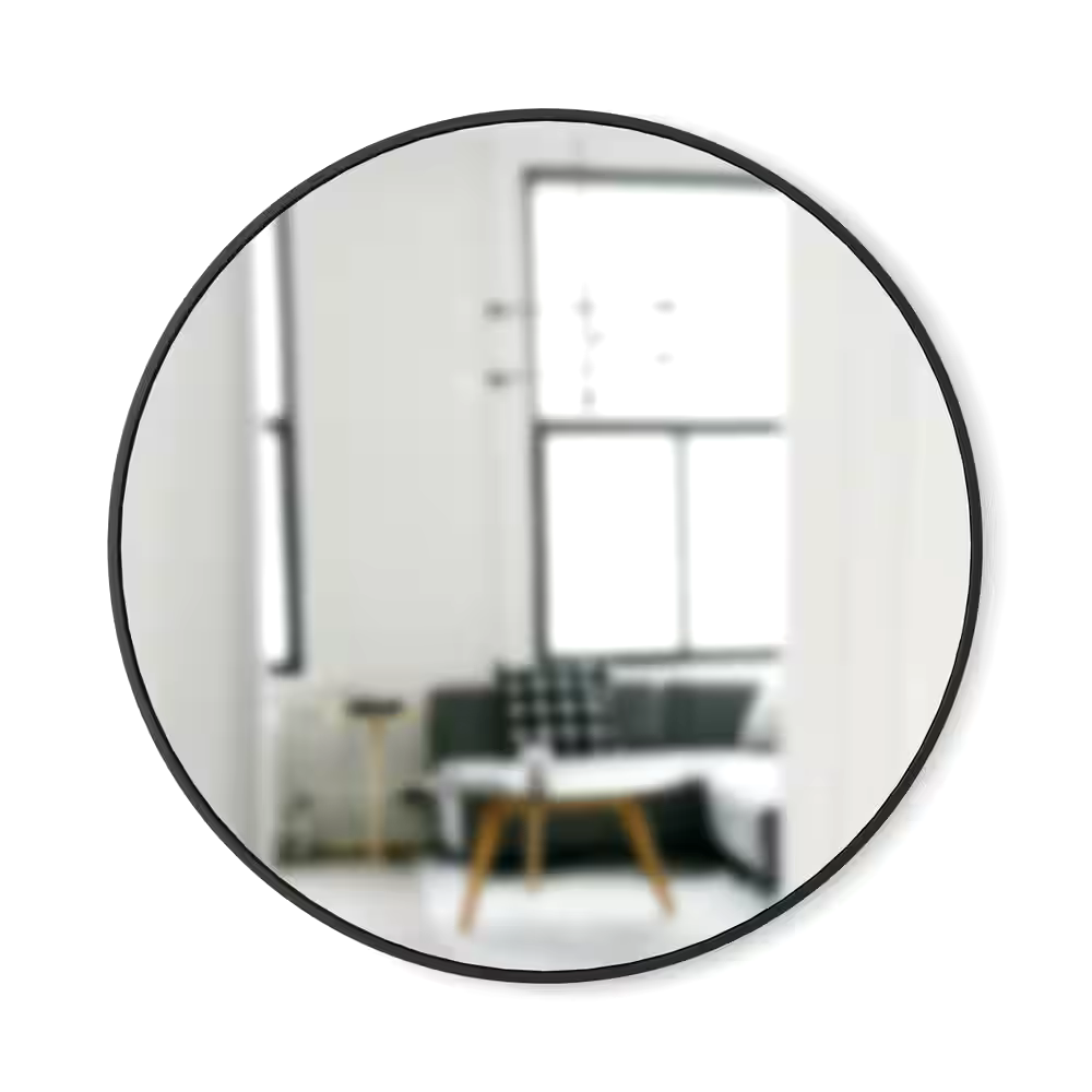 Umbra Hub Round Wall Mirror, Black, 37-in