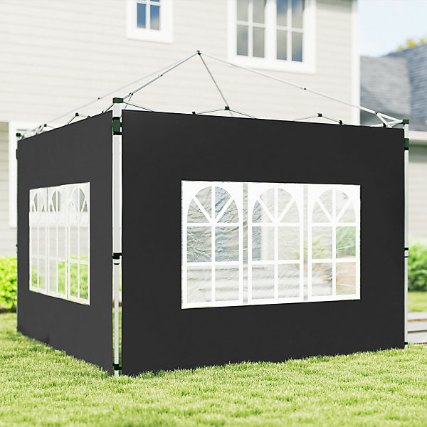 Lot de 2 parois latérales pour tonnelle 3 x 3 m ou 3 x 4 m - bâches de barnum 295 x 195 cm noir