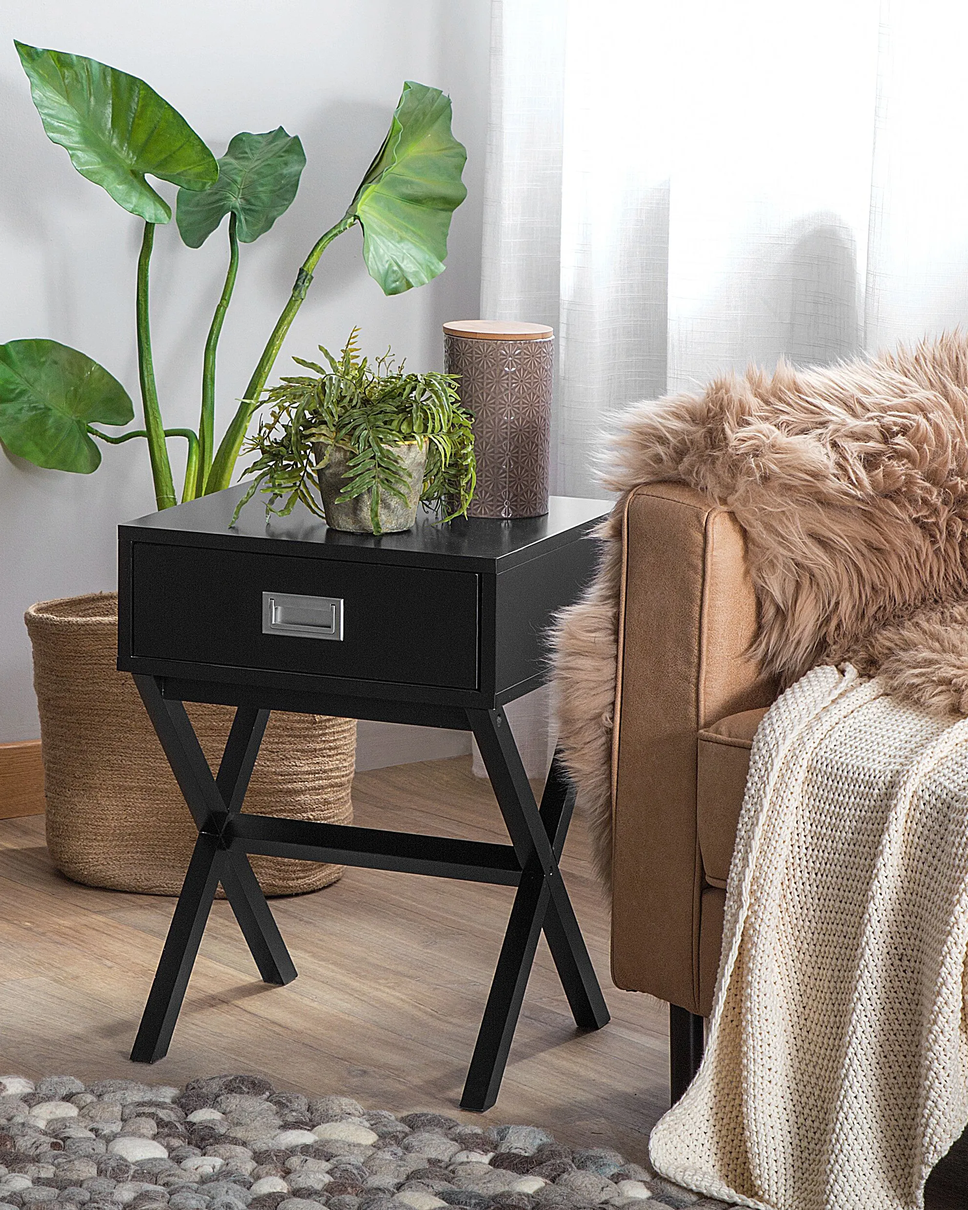 1 Drawer Bedside Table MONROE Black