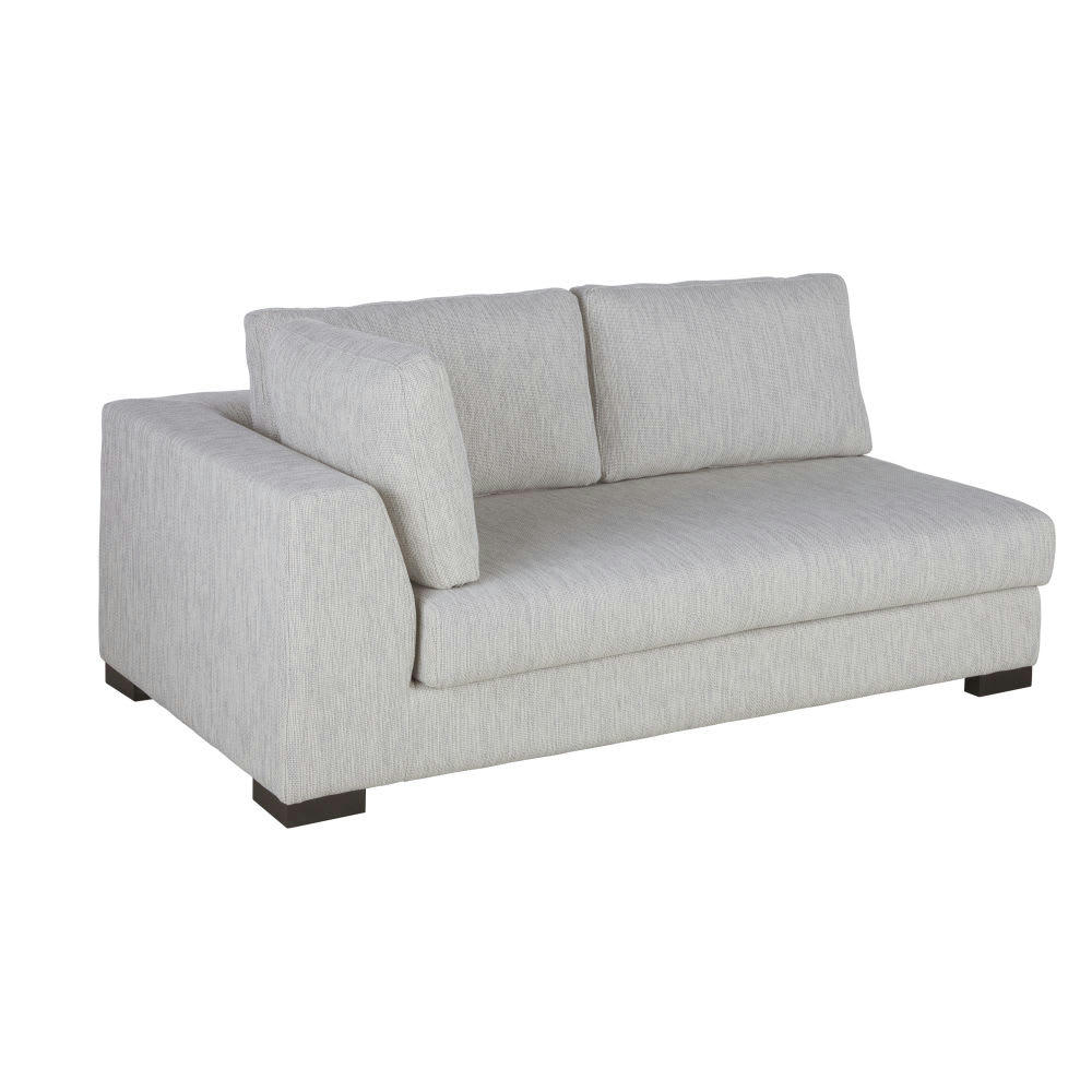 Terence - Accoudoir gauche pour canapé modulable 2 places en textile recyclé gris clair chiné
