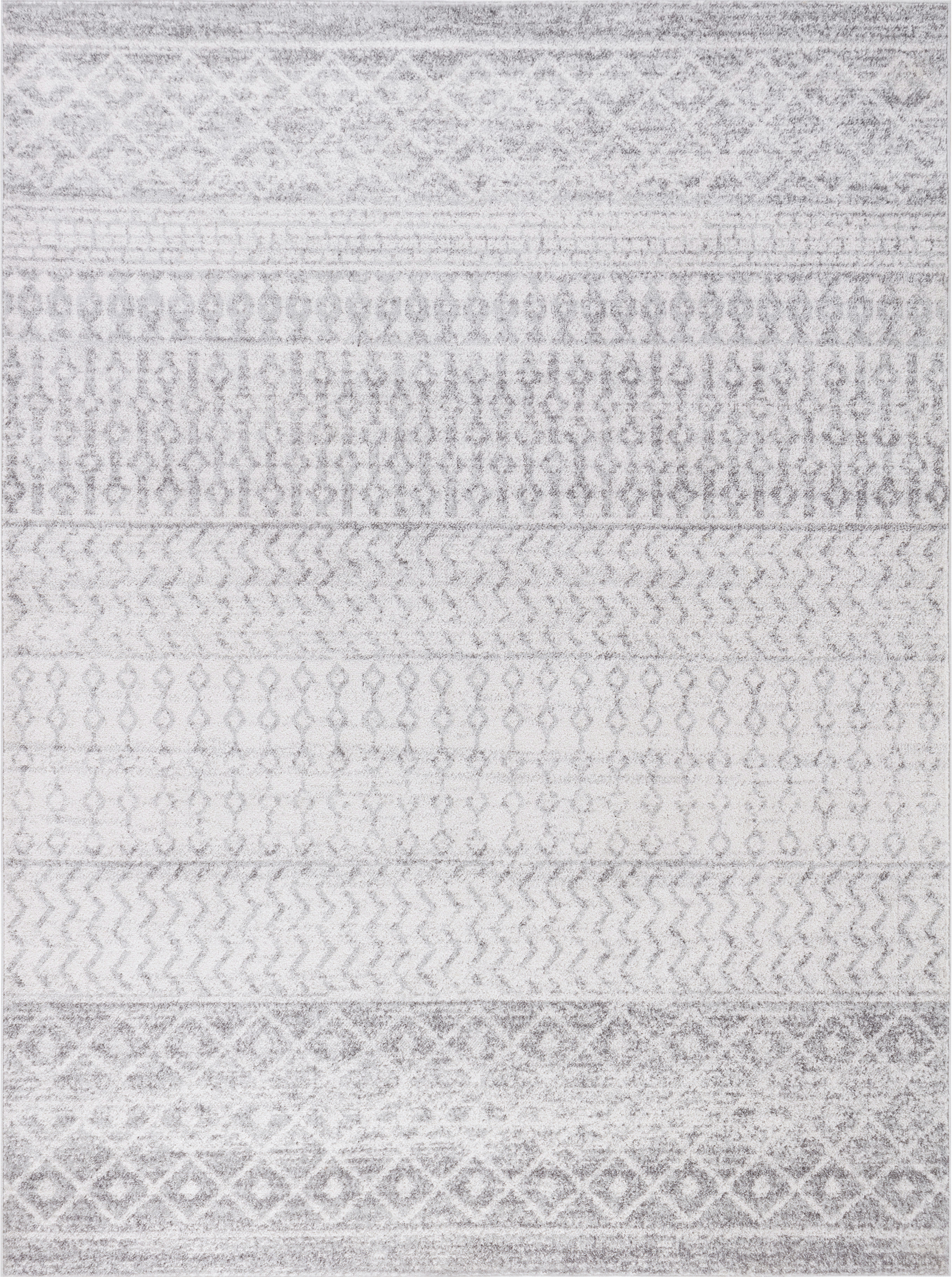 MILA - Tapis Scandinave Bohème Gris/Blanc 160x220