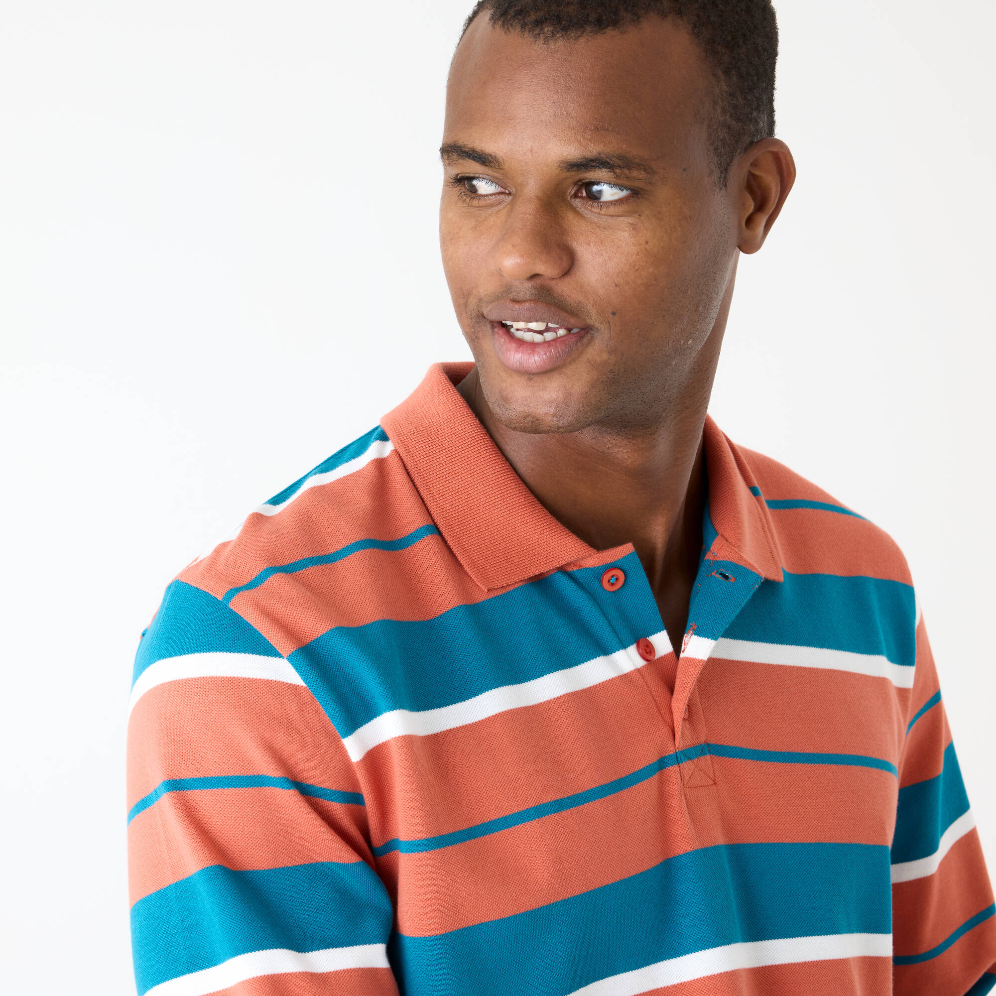 Polo rayée maille piquée manches longues