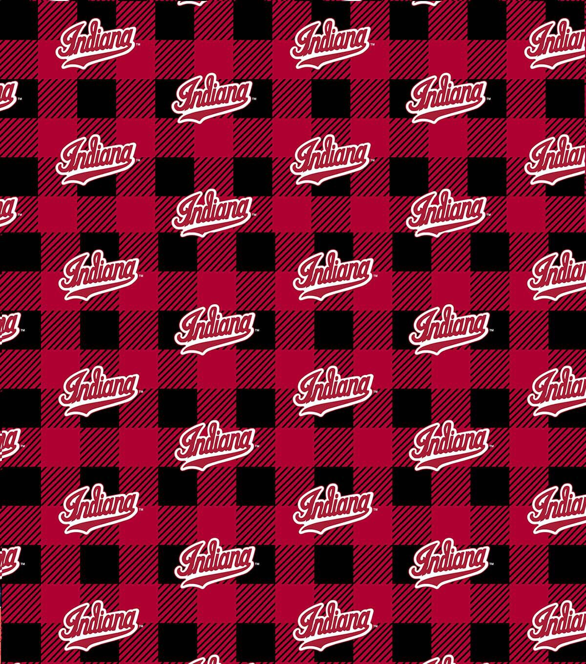 Indiana Hoosiers Fleece Fabric Buffalo Check