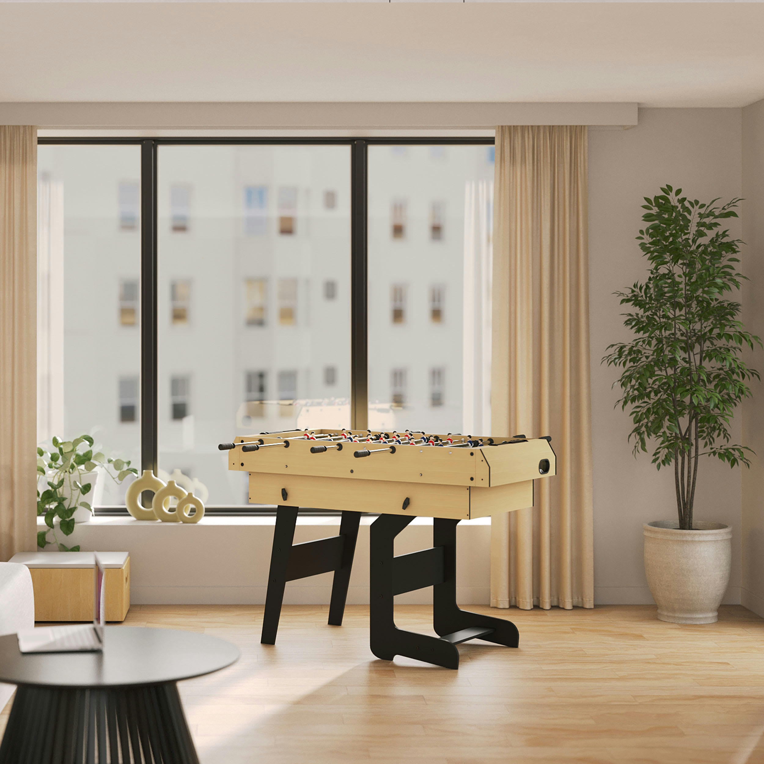 HELMI - Table multi-jeux pliable panneau de fibres moyenne densité