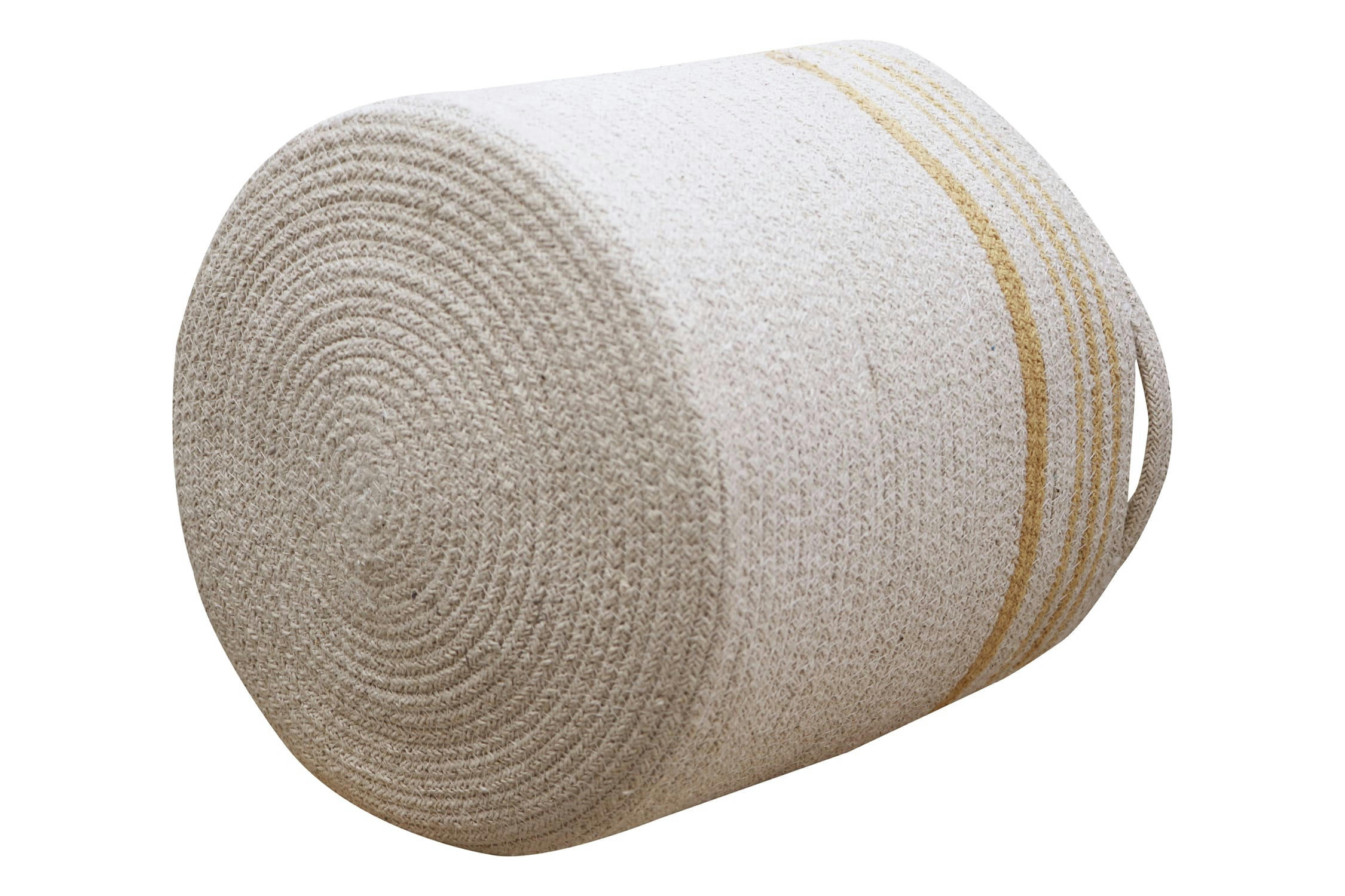 REVERSIBLE - Panier en coton beige Ø30x30