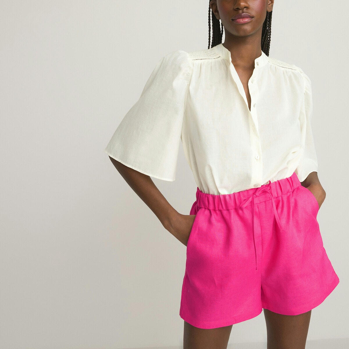Chemise col mao, manches courtes