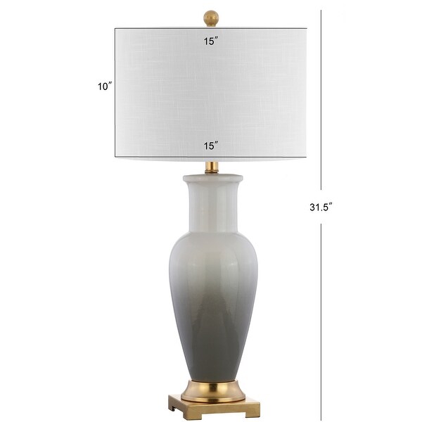 Carter Dye 31.5" Ceramic LED Table Lamp, White/Navy by JONATHAN Y