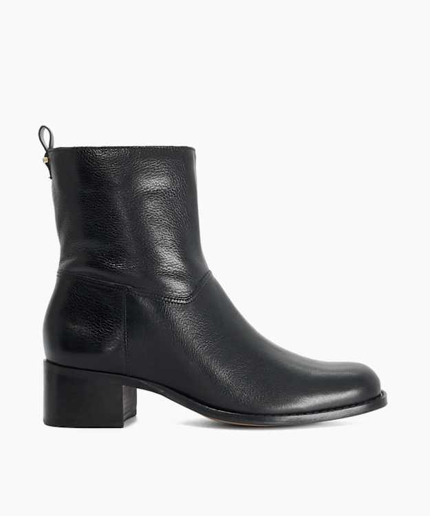Peya Black - Leather Heeled Ankle Boots