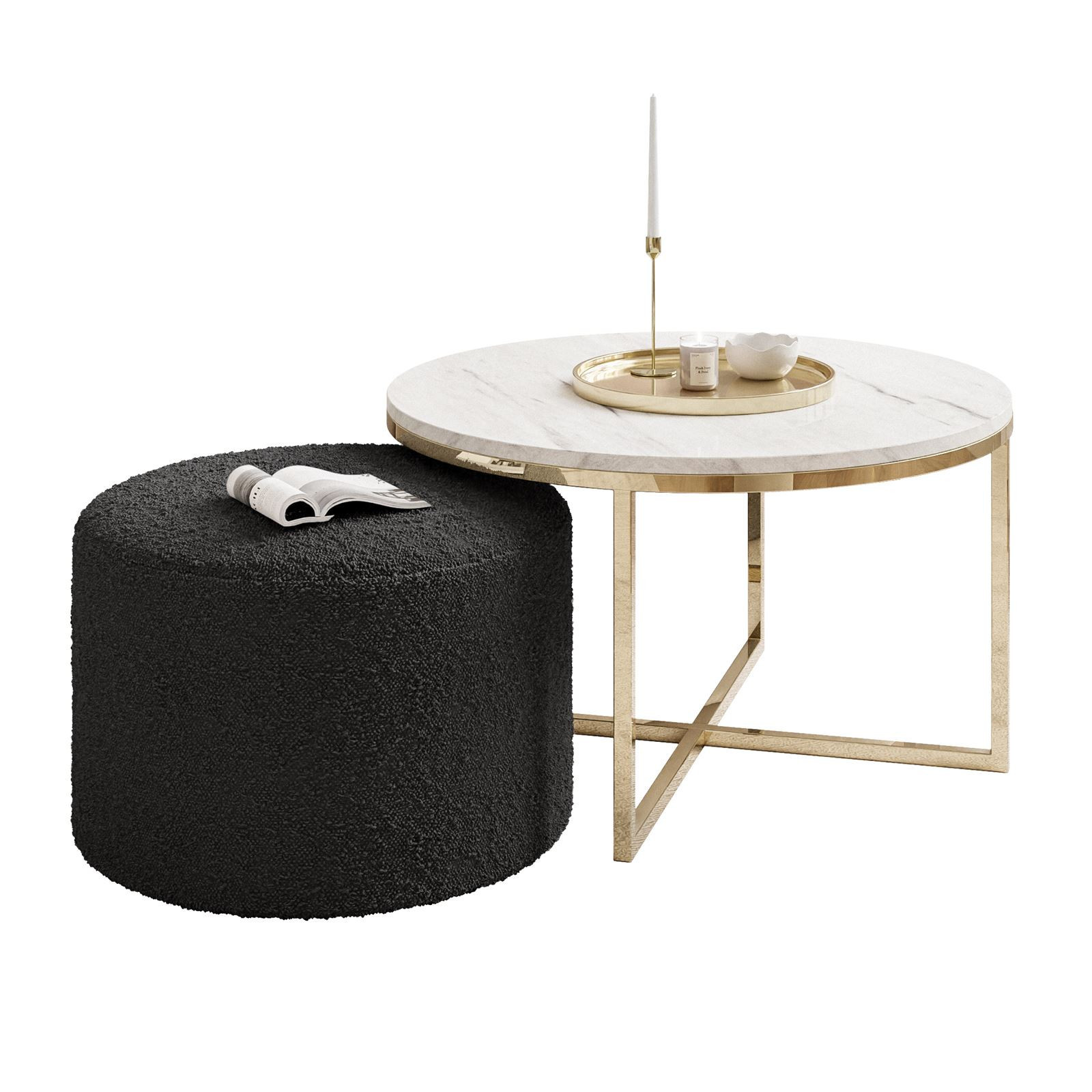 Zestaw CIRI-X marmur levanto z pufą Ascot Black