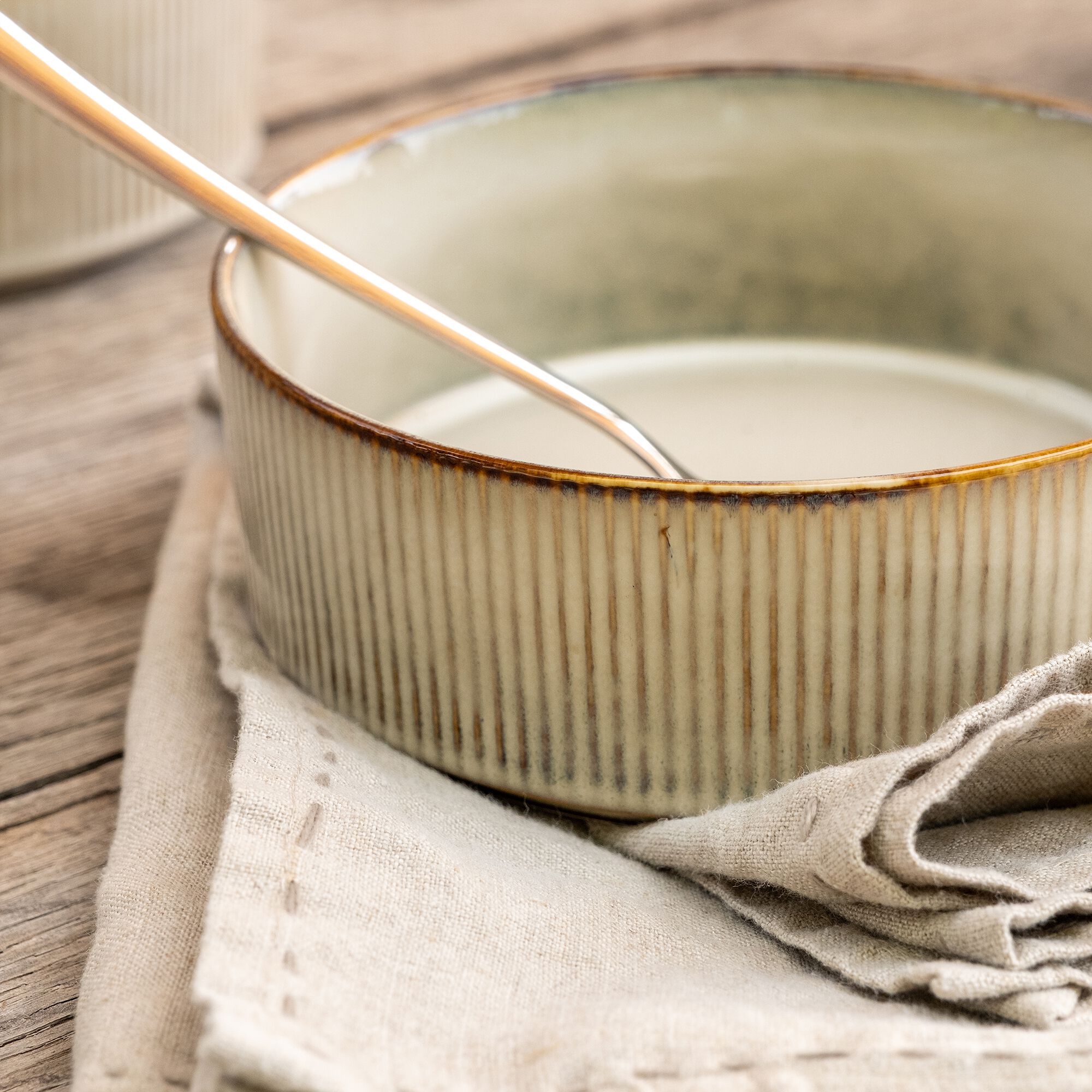 STRIE - Coupelle en grès D17cm - beige