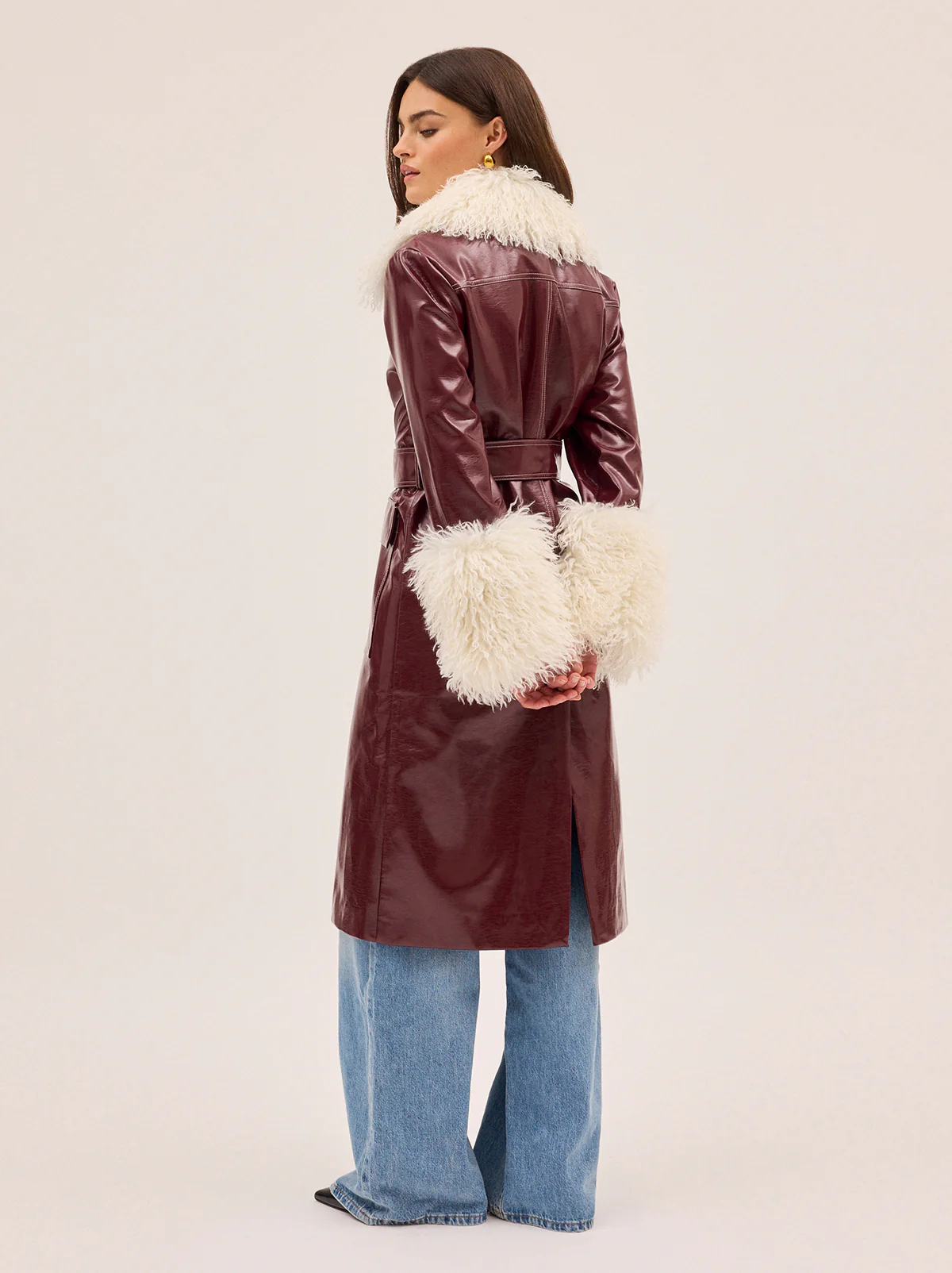 Simone Burgundy Vinyl Coat