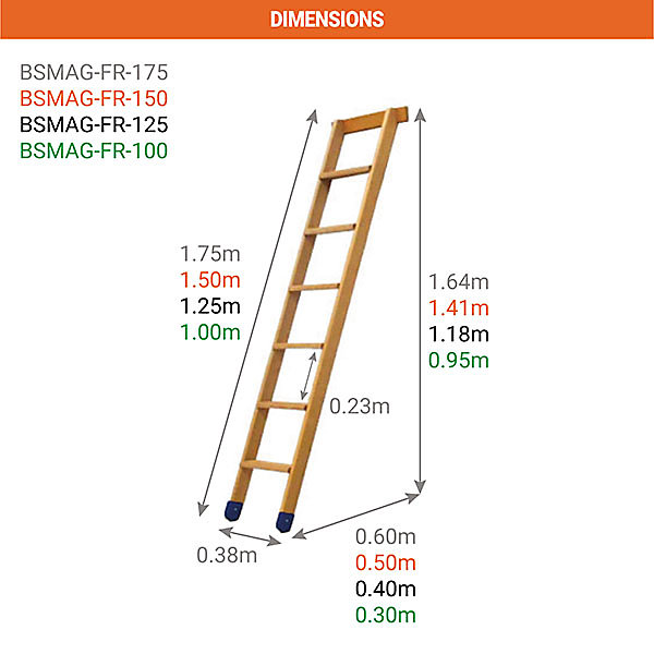 Echelle de meunier 5 marches - Hauteur à franchir 1.39m - BSMAG-FR-150