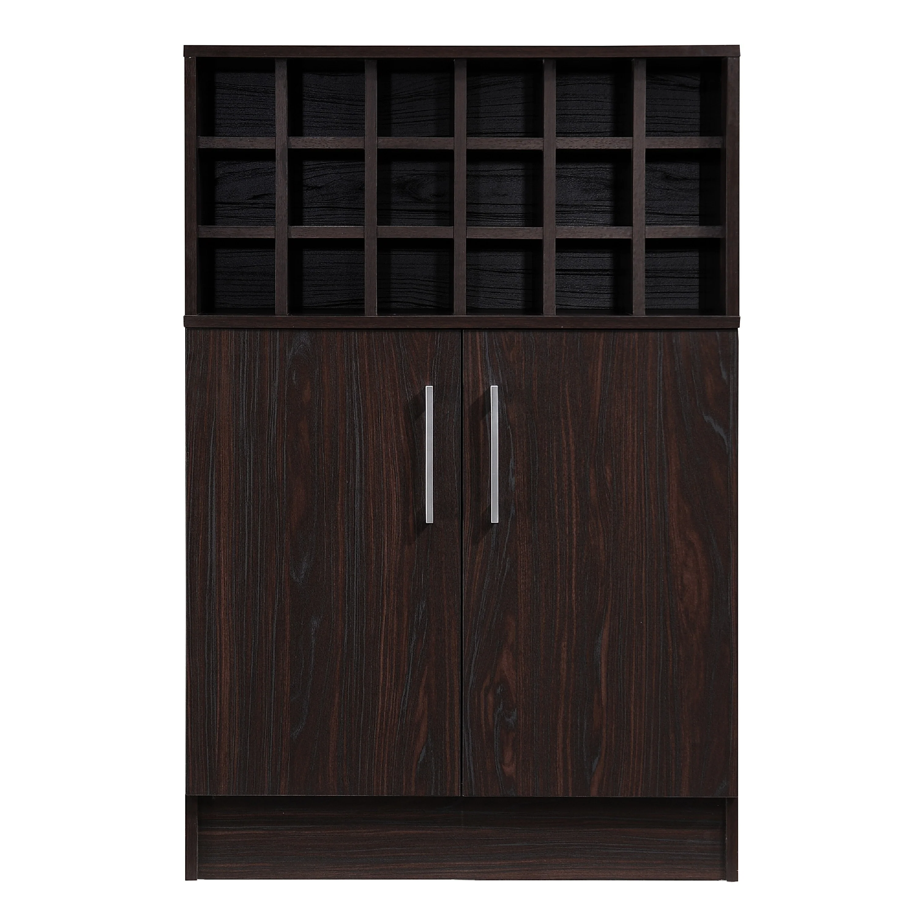 Wine and Bar Cabinet, Holds 18 Bottles, Wenge Wood 2 Doors, 43 Inch
