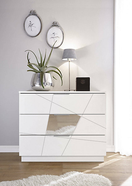 Commode Nilam, Commode polyvalente, Commode de chambre, Meuble avec tiroirs, Made in Italy, 104x45 h85 cm, Blanc