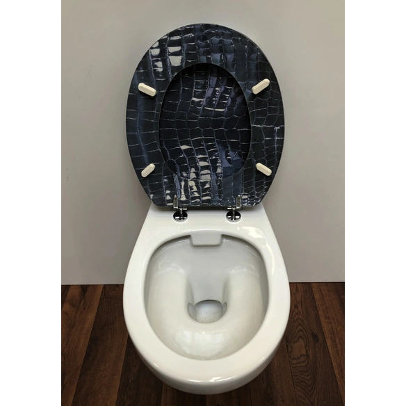 WC-Sitz, BxT: 37 x 45,5 cm, Leder Schwarz