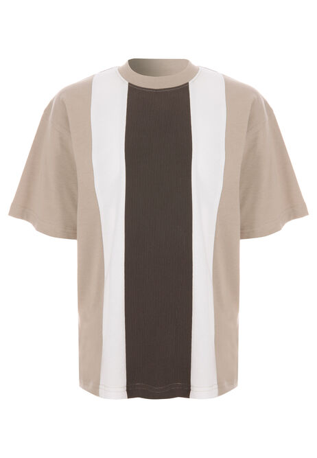 Older Boys Brown Stripe Cotton T-Shirt