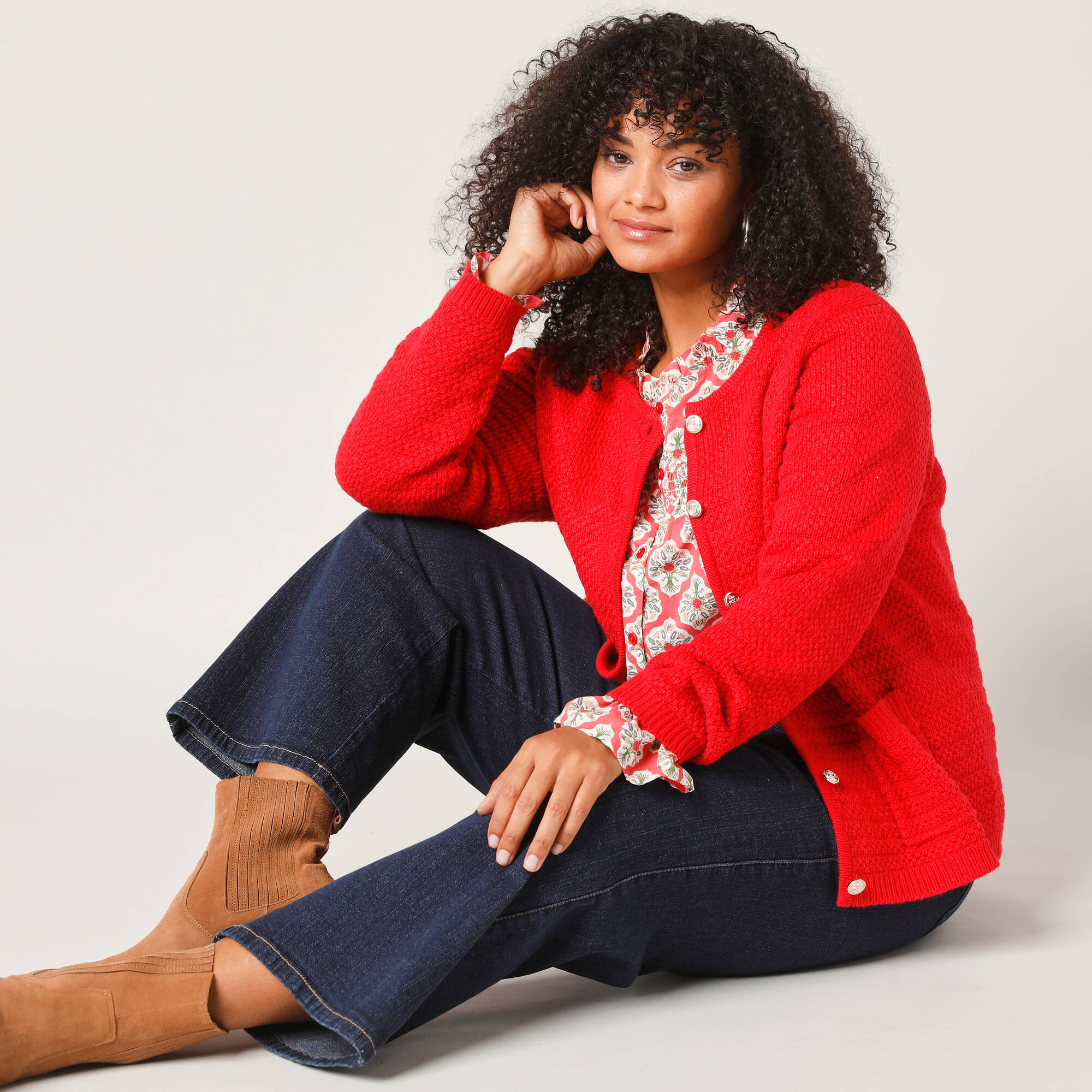 Cardigan uni maille fantaisie