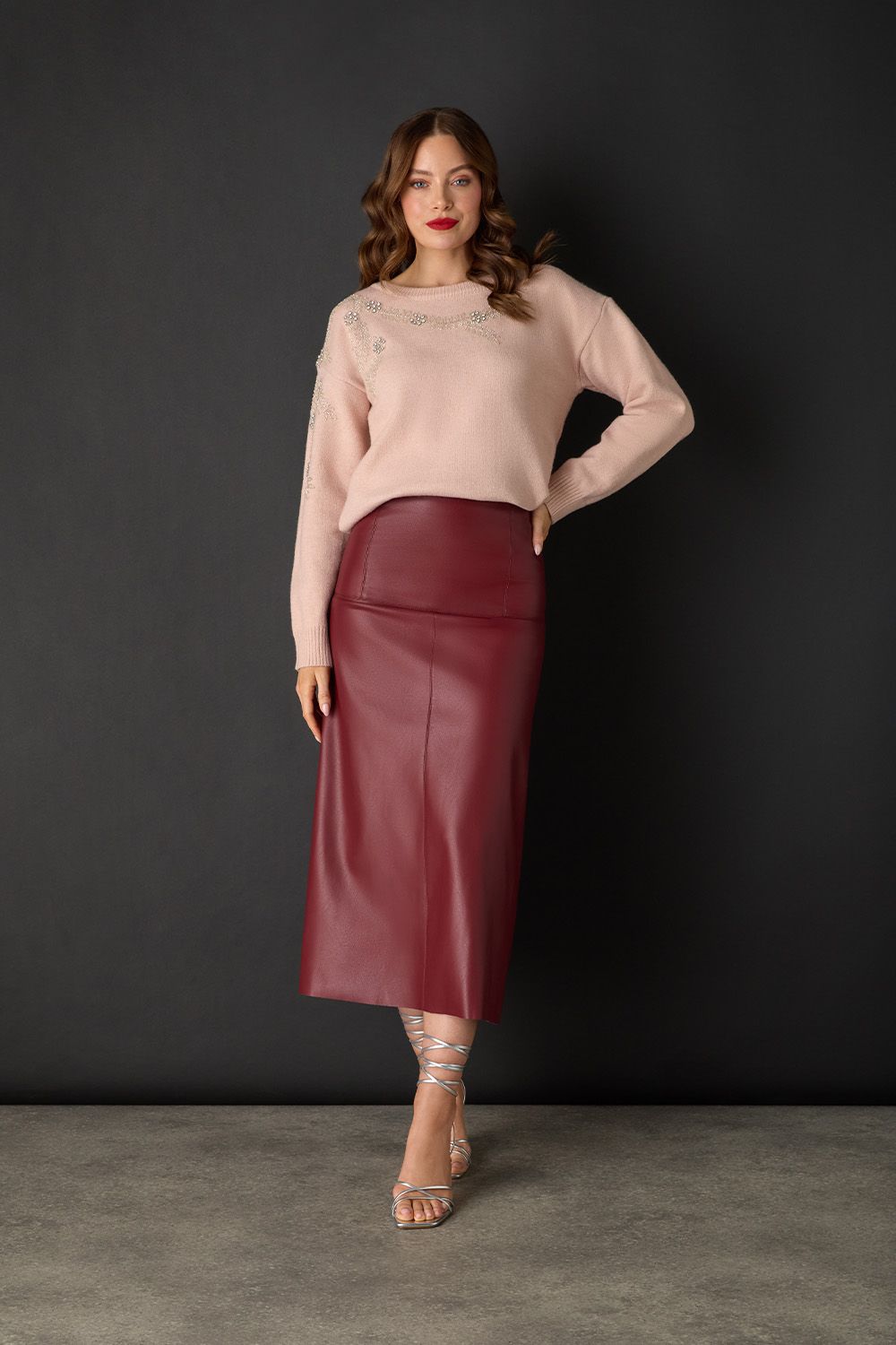 Izabel London Sparkly Floral Detail Relaxed Jumper