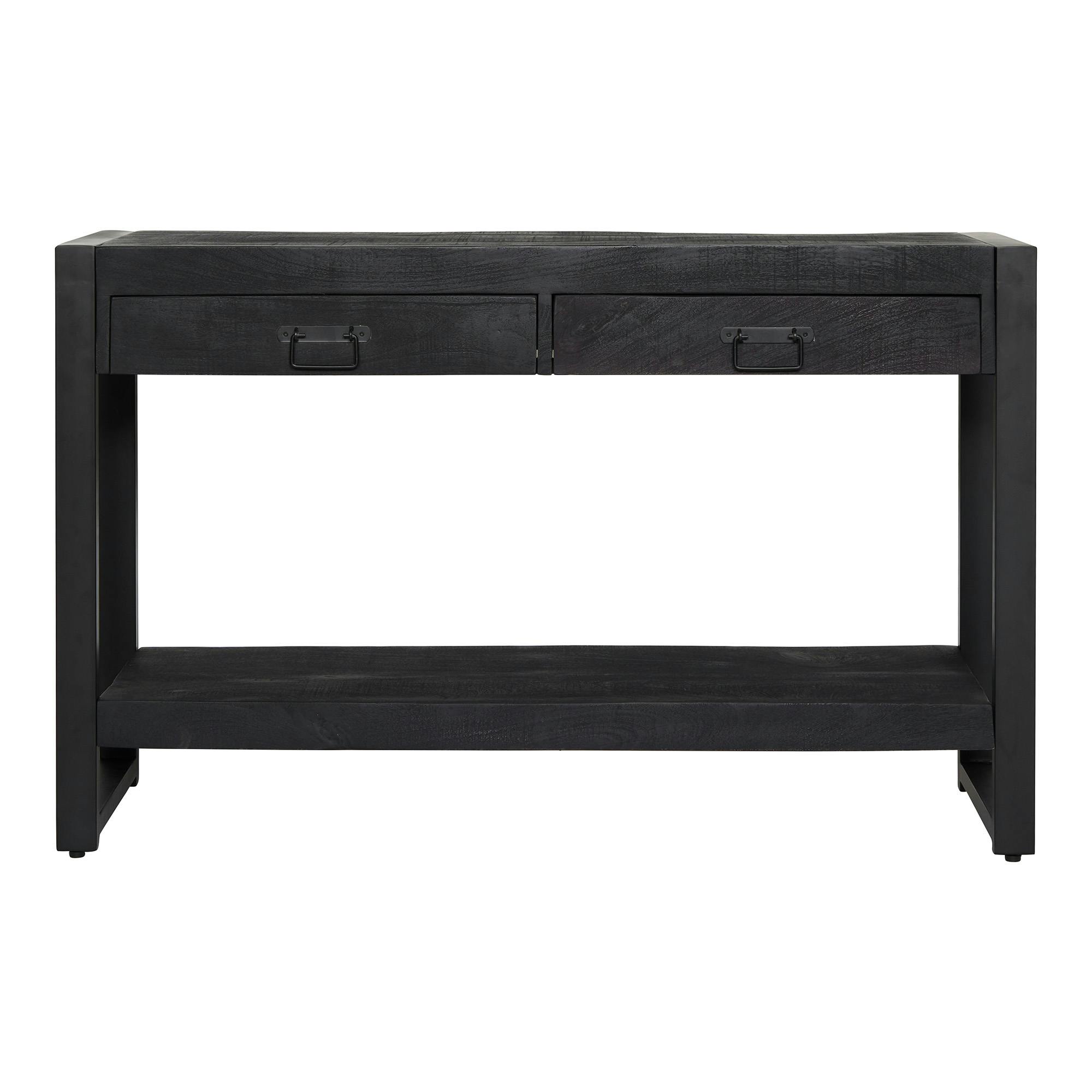 Console bois noir 2 tiroirs MILORA