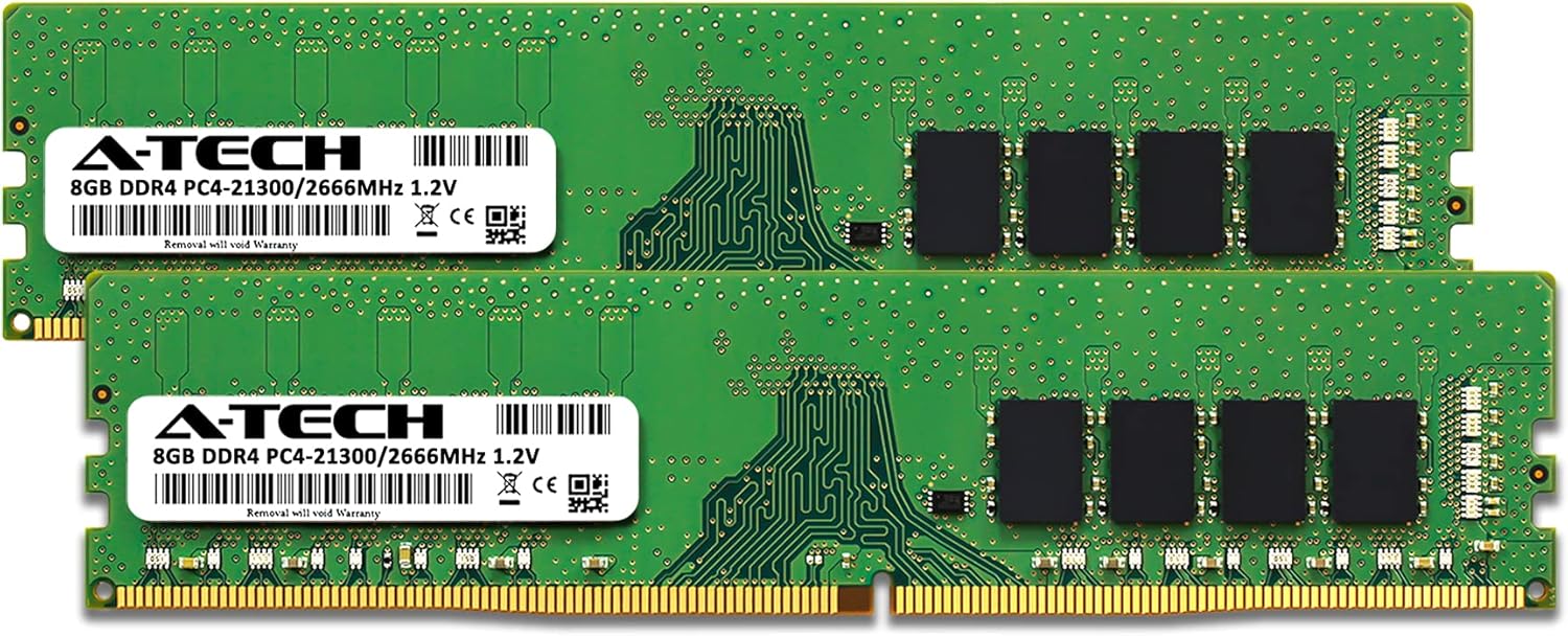 A-Tech 16GB (2x8GB) DDR4 2666 MHz UDIMM PC4-21300 (PC4-2666V) CL19 DIMM Non-ECC Desktop RAM Memory Modules