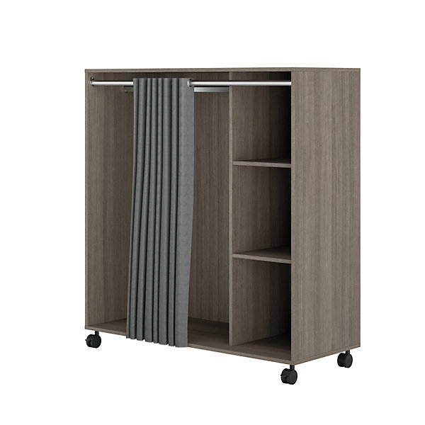 Kit dressing sous combles 1 colonne avec rideau L. 120 x H. 128 x P. 48 cm, effet chêne grisé, GoodHome Vector II