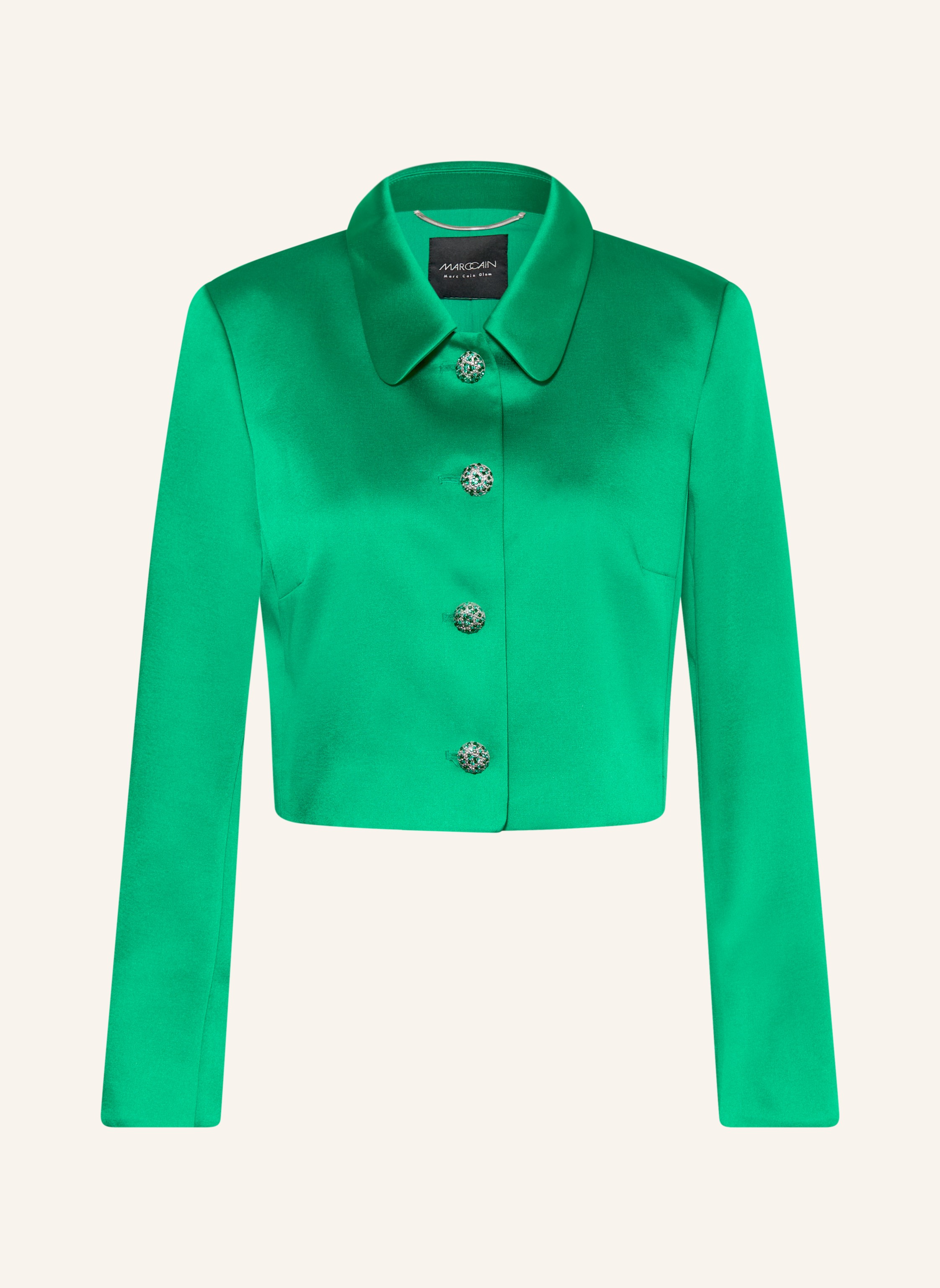 MARC CAIN Cropped-Jacke aus Satin mit Schmucksteinen