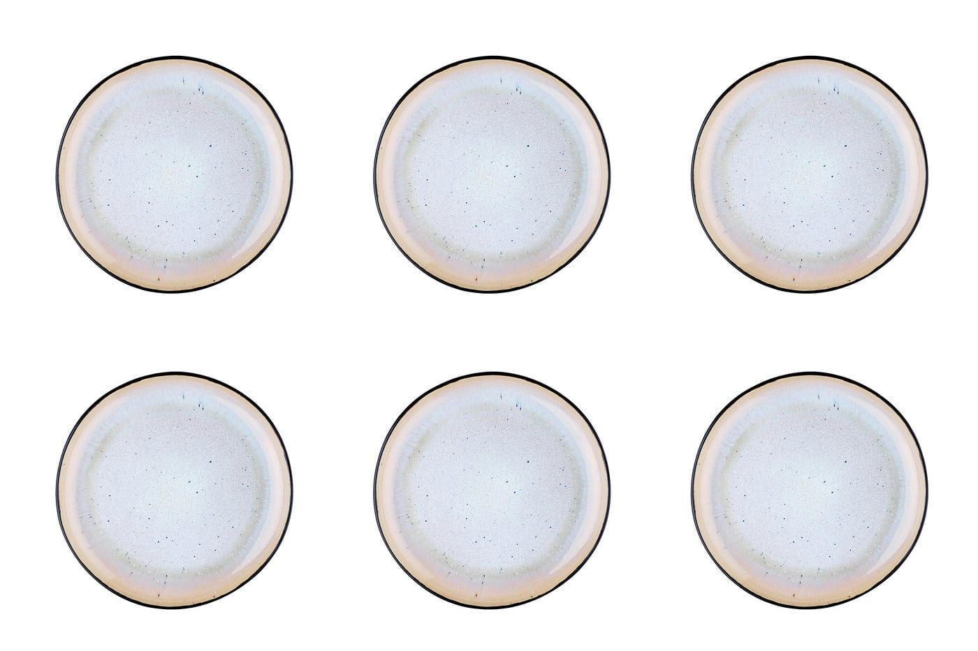 REACTIV - Lot de 6 assiettes à dessert en grès blanc D21.5