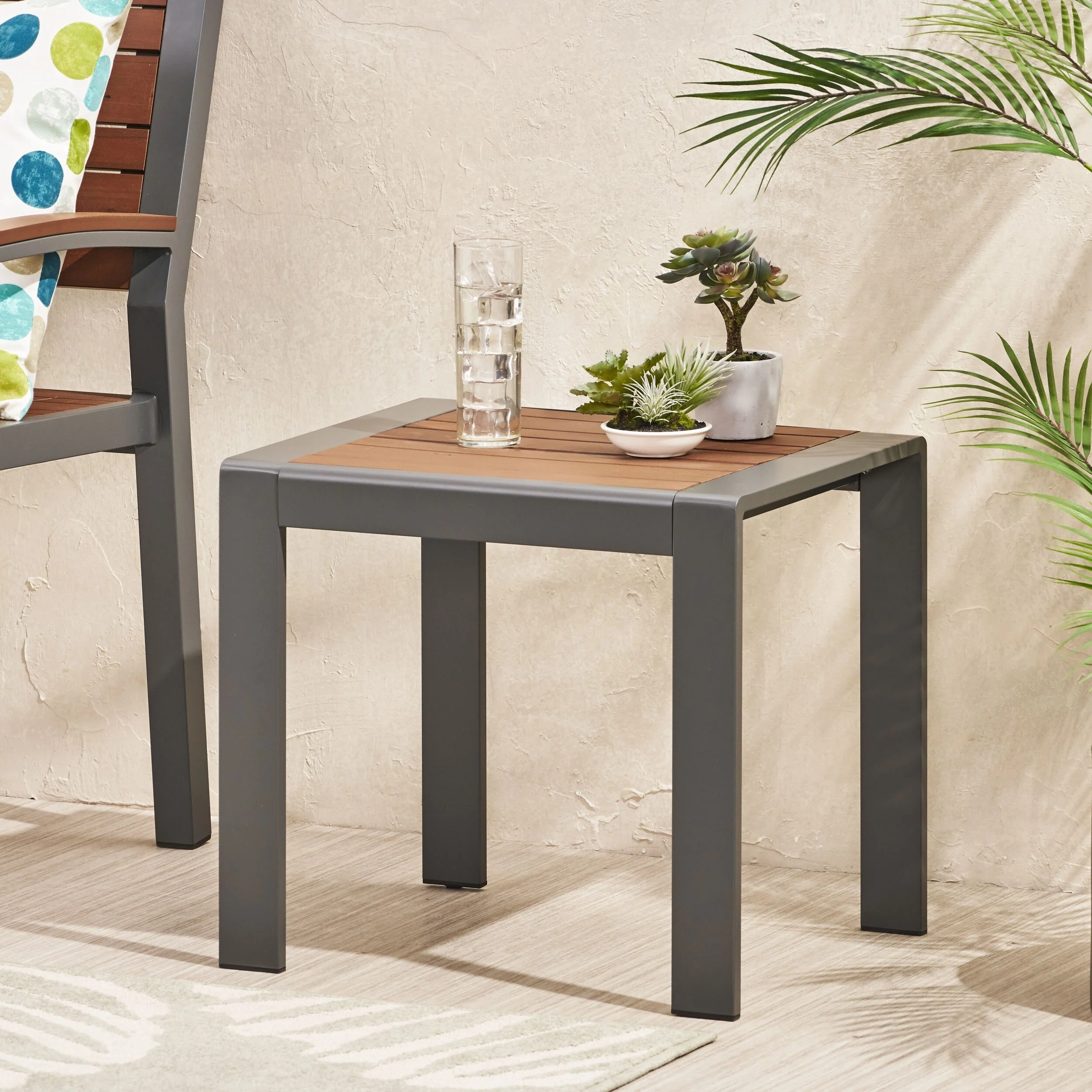 Davos Outdoor Aluminum Outdoor Side Table by Christopher Knight Home