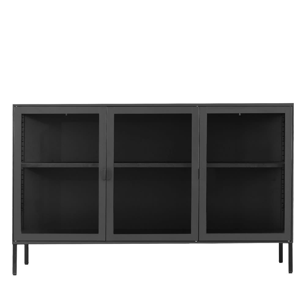 BRISBANE - Buffet en verre et métal L140cm noir