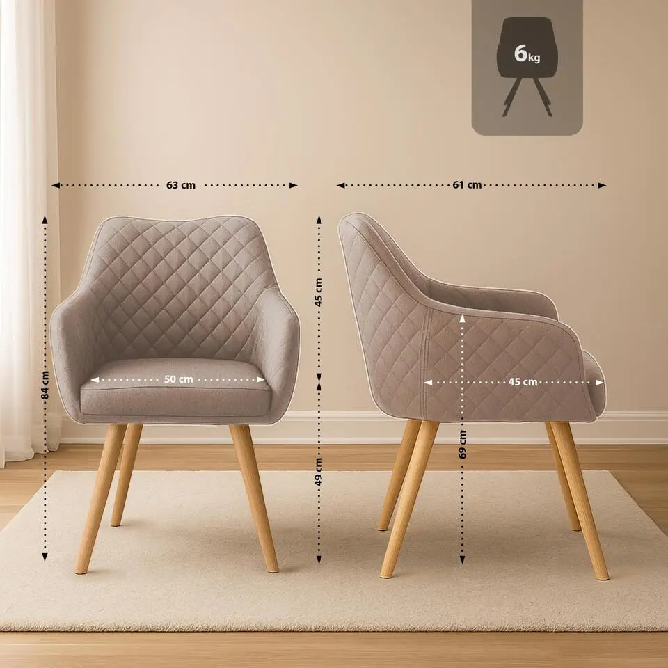 CLP Eetkamerstoel Gent natura Frame - Stof - taupe