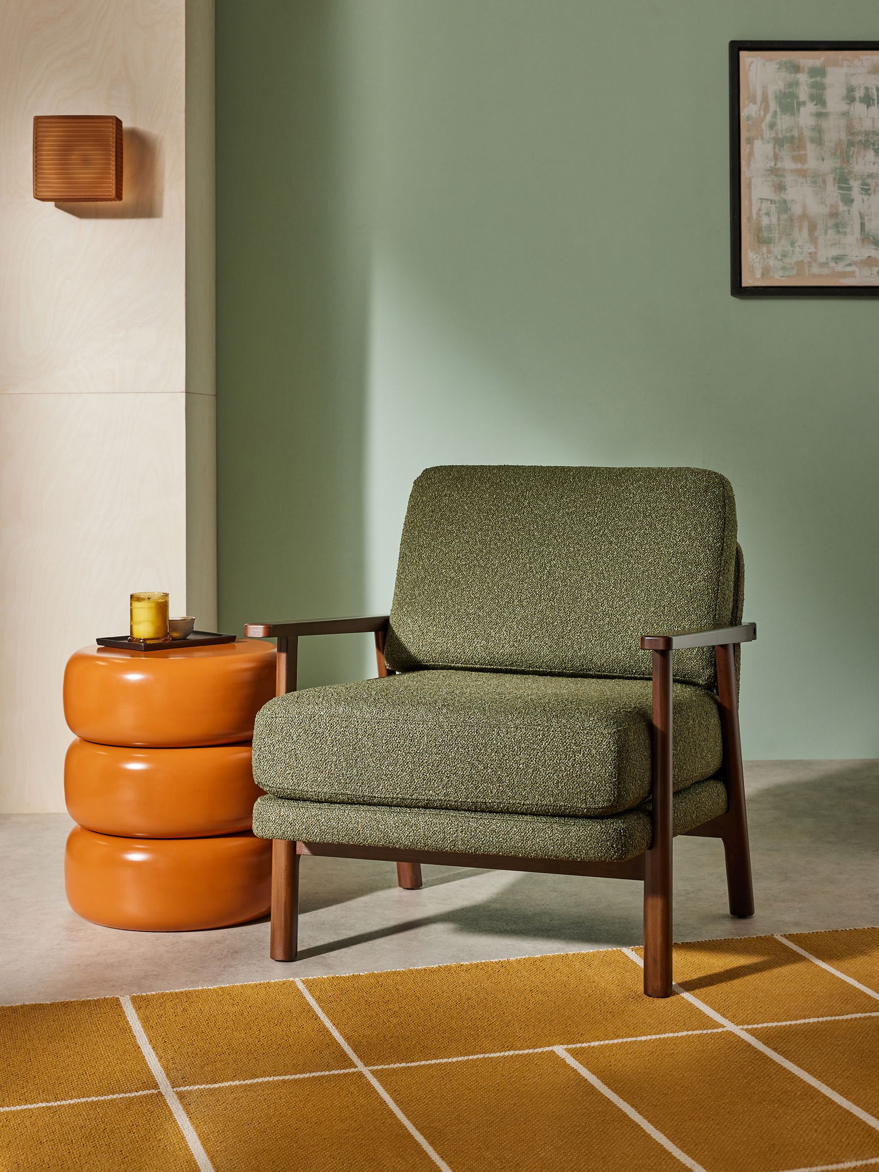 Lars Accent Chair in Forrest Green Pax Boucle