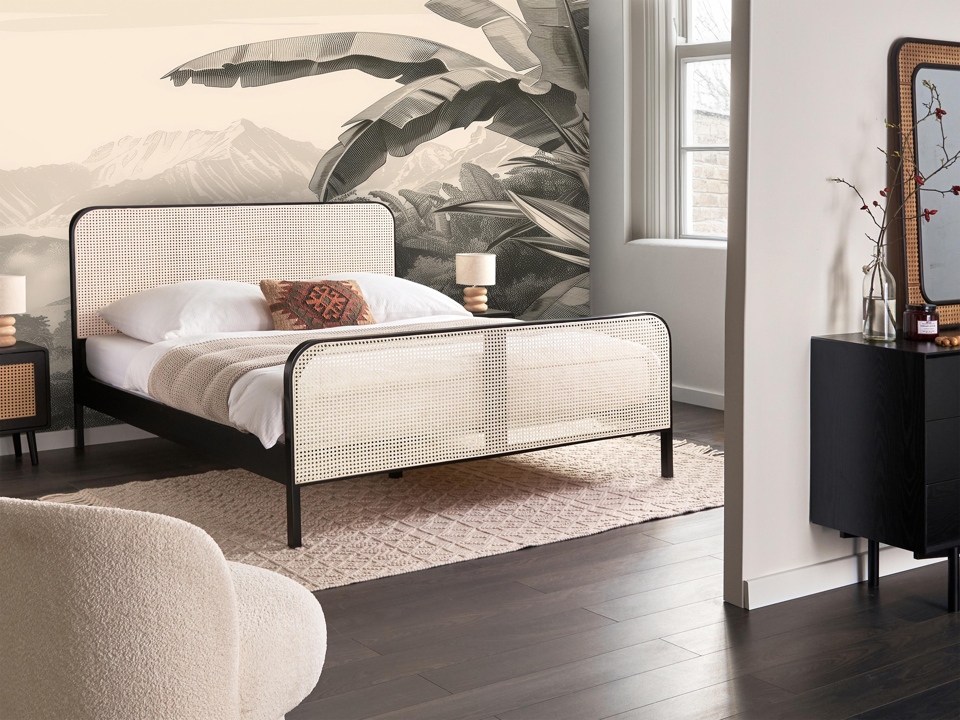 Bed Pine Wood GONFARON 140 x 200 cm (EU Double) Black