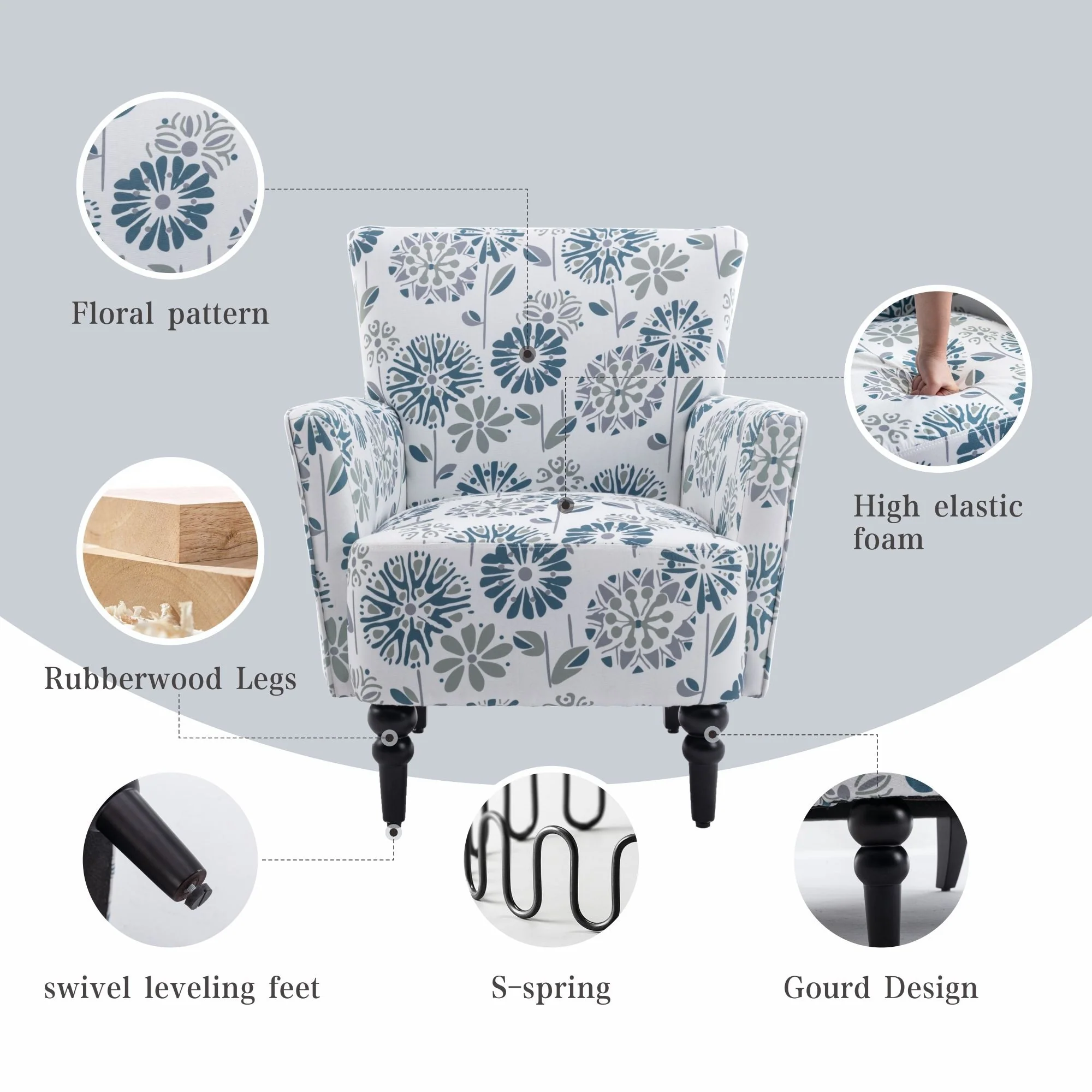 Modern Accent Sofa Chair with Linen Upholstery - 29.33 x 32.28 x 32.09