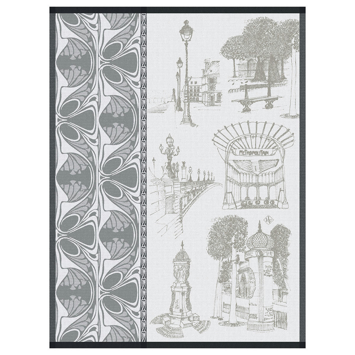 CARNET DE PARIS - Torchon en coton bitume 60 x 80