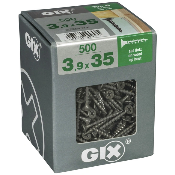Grobgewindeschraube, 3,9 mm, Stahl, 500 Stk., GIX B 3,9x35 XL