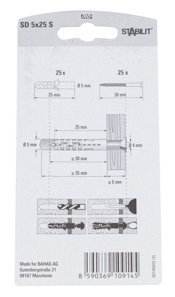 PLUGG STABILIT 25/70 X 5/14 MM