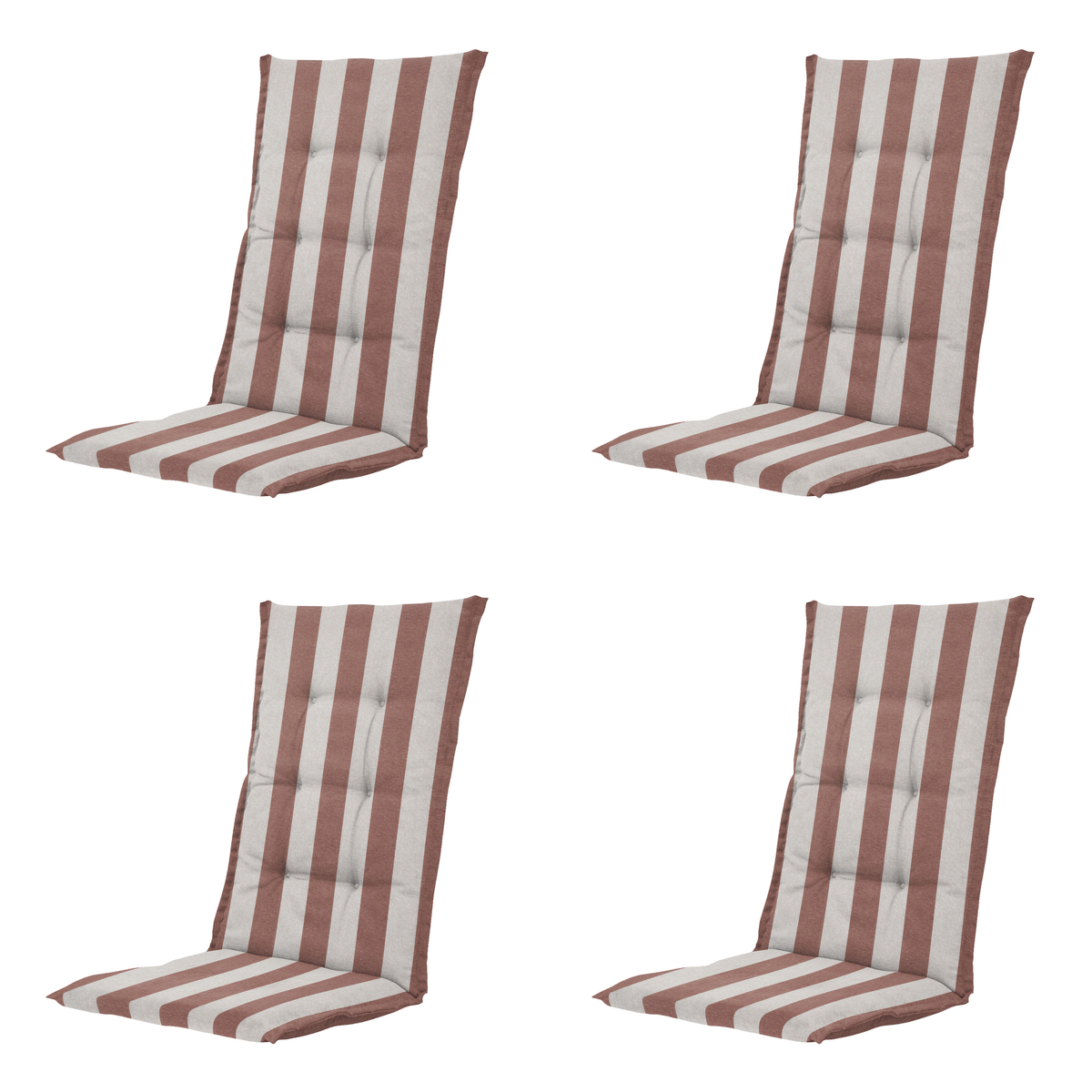 Madison tuinstoelkussen hoge rug Amora - bruin - 123x50x5cm - set van 4