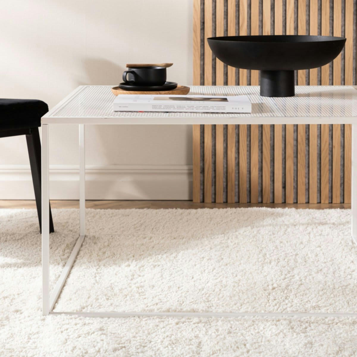 NETIA - Table basse moderne en métal blanc