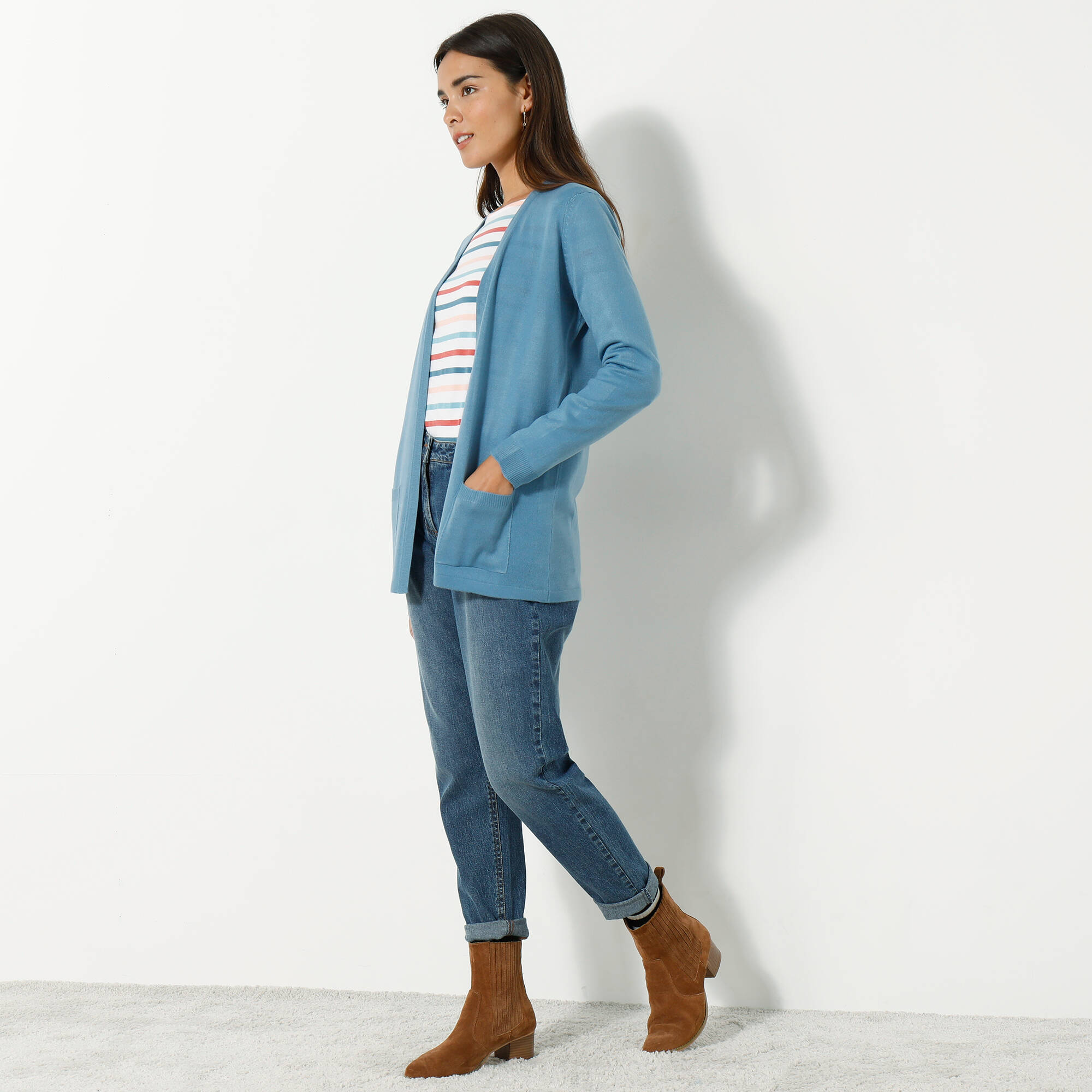 Gilet porter ouvert, maille toucher doux