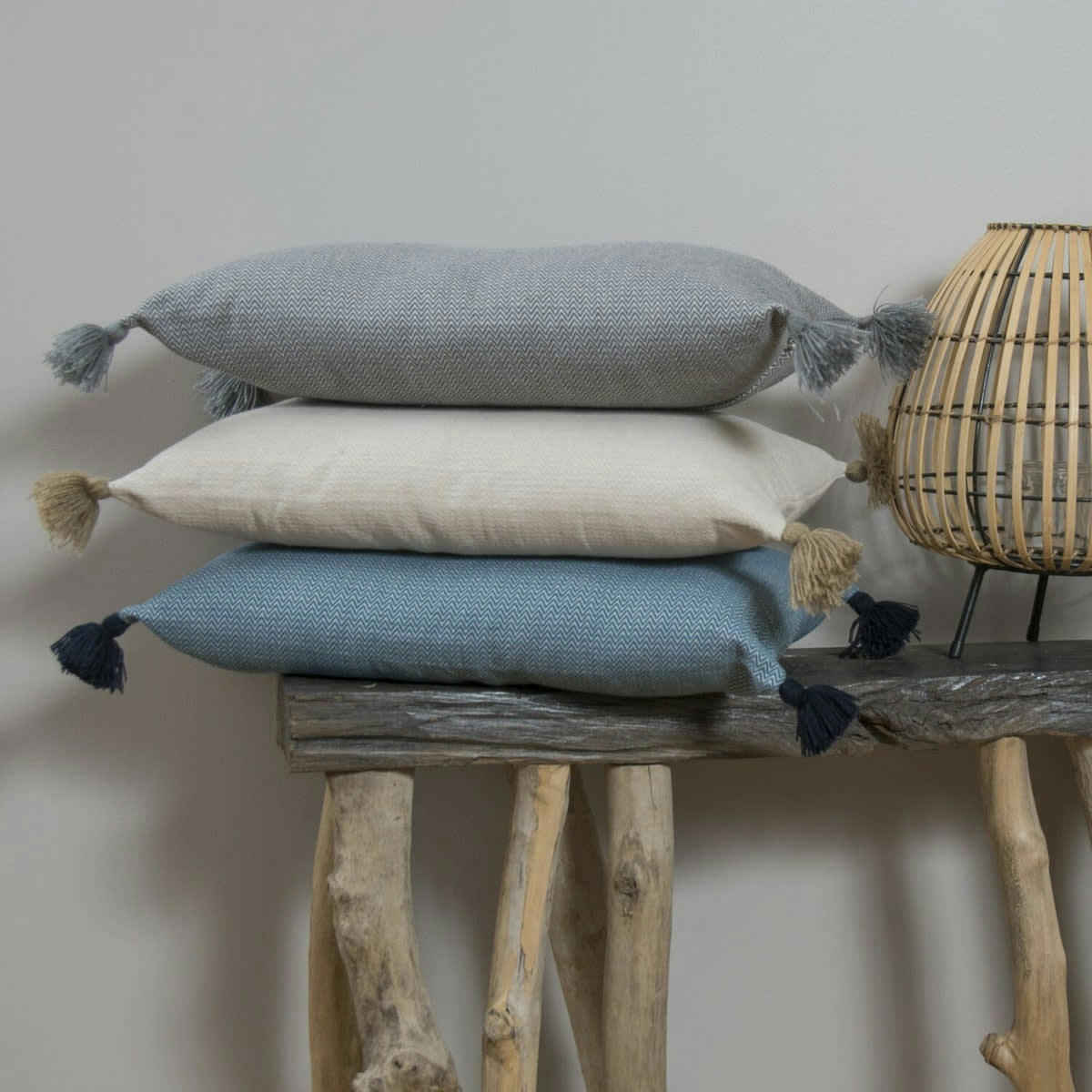 STOCKHOLM - Housse de coussin coton  50x30 bleu pétrole