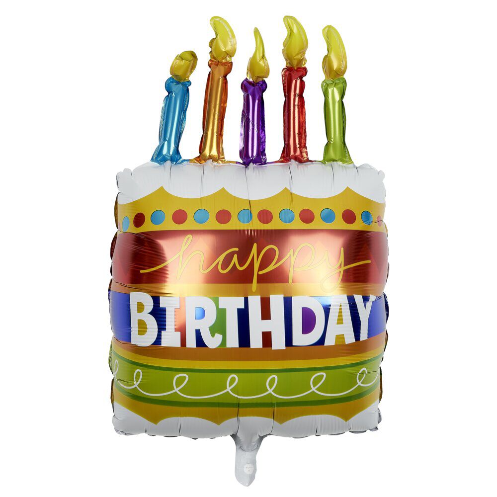 Ballon alu anniversaire Happy Birthday multicolore H60cm